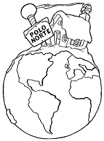 Mundo com casa no Pólo Norte - Clica na figura para imprimir.