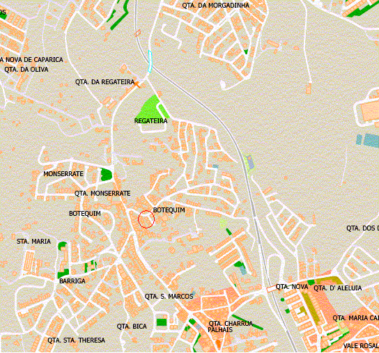 Cartografia de parte da freguesia da Charneca de Caparica